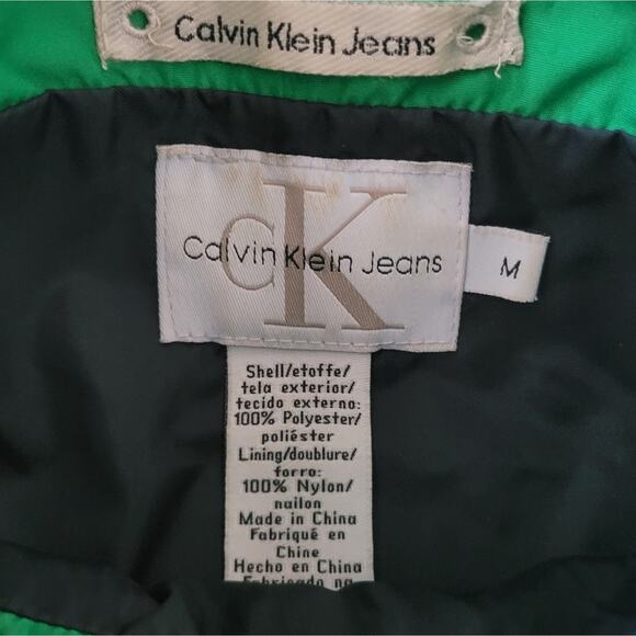 Y2K Calvin Klein Pouch Jacket Asymmetrical Zippers Size Medium Kelly Green - Picture 6 of 8